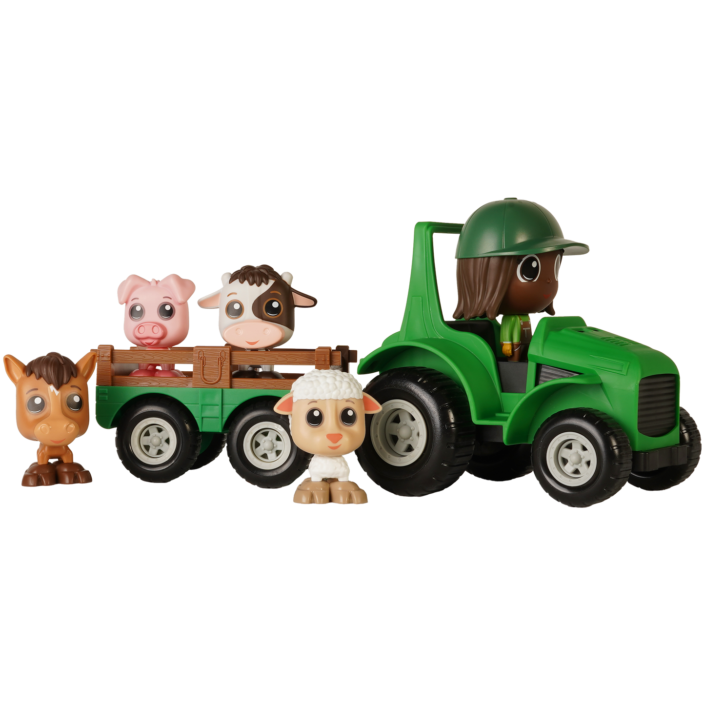 Ensemble tracteur remorque et animaux avec figurine fermier Mady — Jouet Flek pour enfants