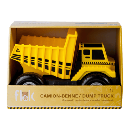 Camion benne jaune Flek — Jouet préscolaire conçu au Québec