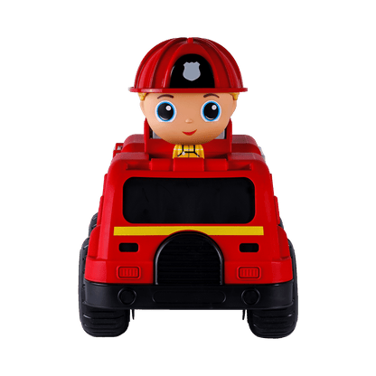 Camion de pompier avec figurine pompier Charlie— Jouet préscolaire conçu au Québec