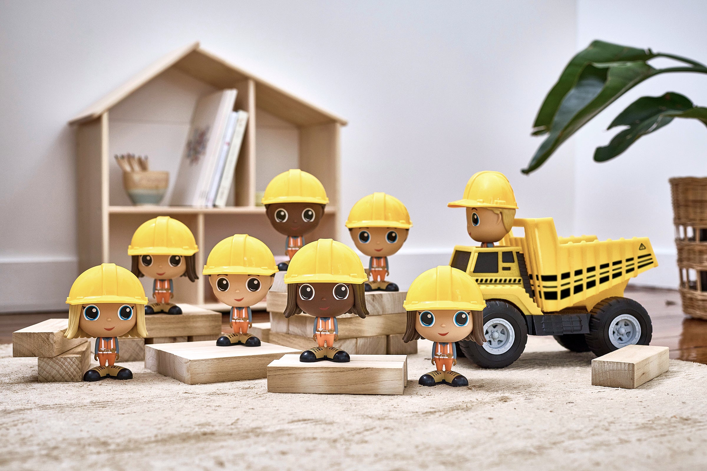 Figurines de construction et Camion benne - jouet Flek conçu au Québec