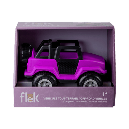 Camion tout-terrain mauve — Jouet préscolaire conçu au Québec